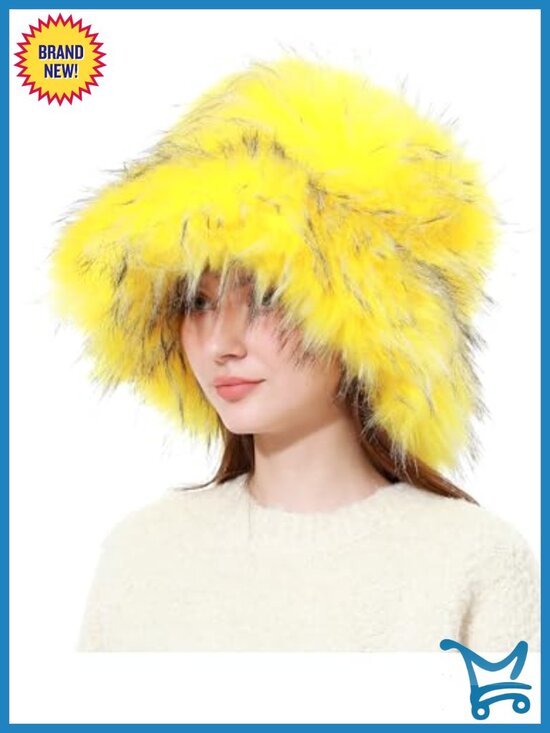 Faux Fur Bucket Hat for Winter Fluffy Warm Ladies Fisherman Cap main image 5
